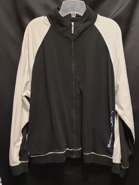 Vintage Y2k BOCA YOGA Black & Cream Women's Full-Zip Jacket 2X